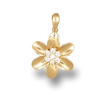 Gouden Bloem Hanger met Zirkonia Stenen