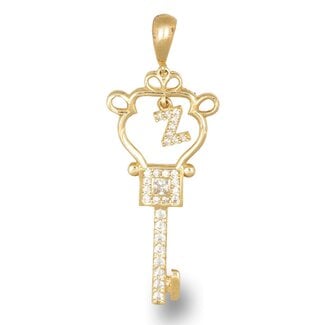 Gouden Sleutel Hanger met Letter Z en Zirkonia