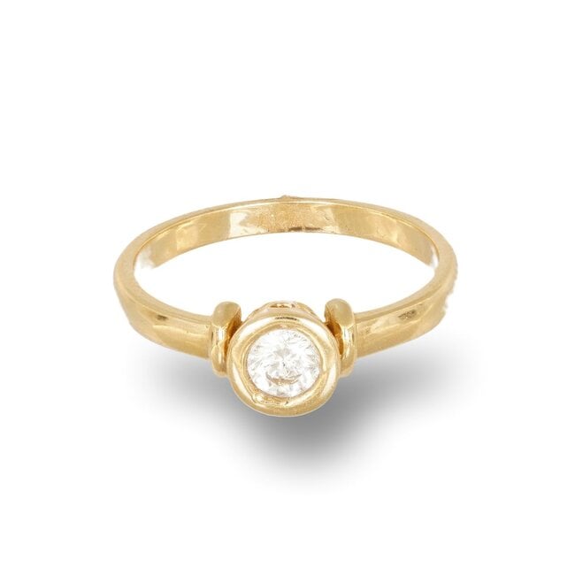 Elegante Smalle Ring met Ronde Solitaire Zirkonia