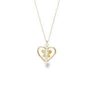 Gouden Hart Collier met Vlinder en Zirkonia