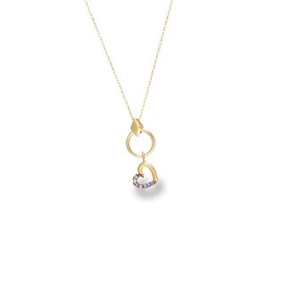 Gouden Hart Collier met Paarse Stenen