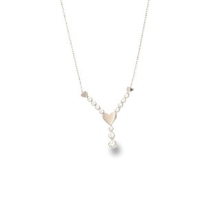 Witgouden Collier met Drie Hartjes