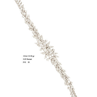 Witgouden Diamanten Armband Met Blad Design