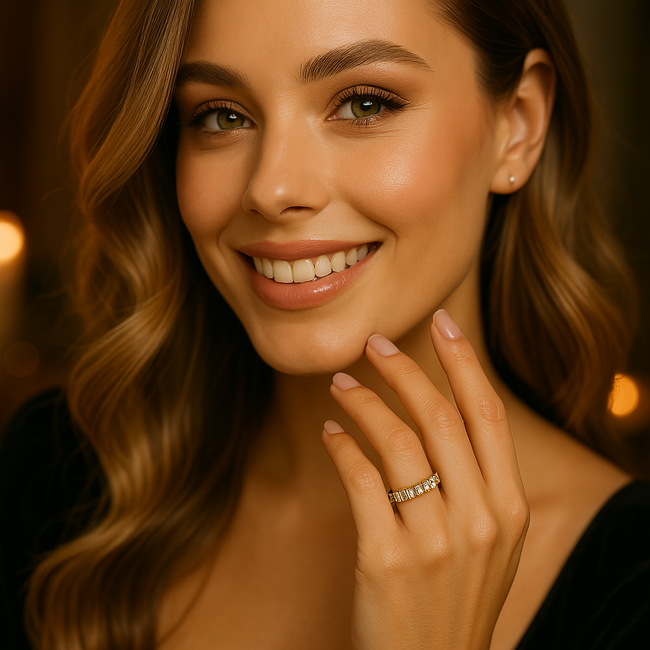 Luxe Geelgouden Ring met Natuurlijke Diamanten