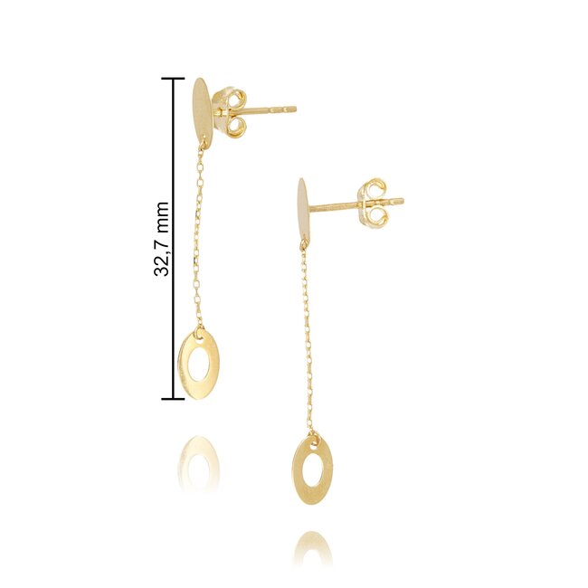Goldmine Elegante lange oorhangers met fijne ketting en ovaal detail
