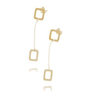 Gouden rechthoekige oorhangers