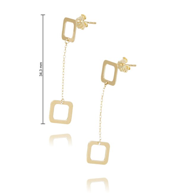 Goldmine Lange geometrische oorhangers met open rechthoekige details