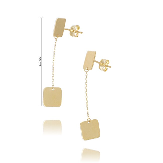 Goldmine Elegante oorhangers met fijne ketting en rechthoekige plaatjes