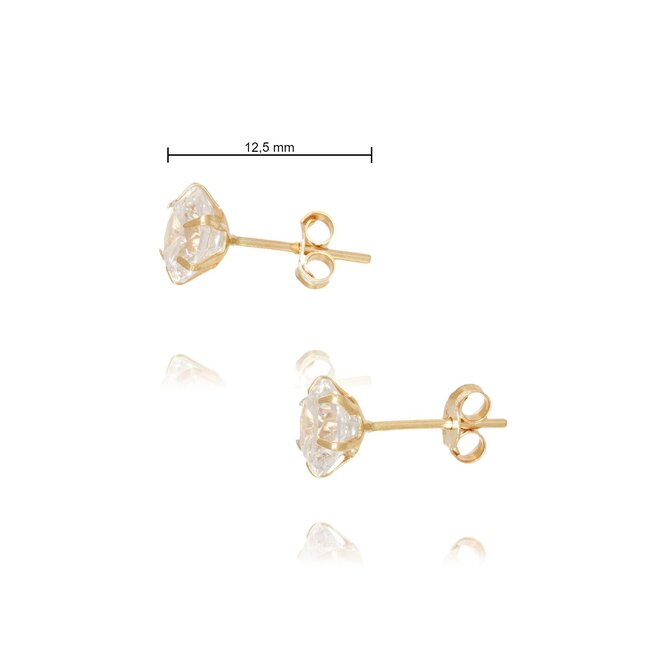 Gouden Oorbellen met Grote Solitaire Zirkonia Steen