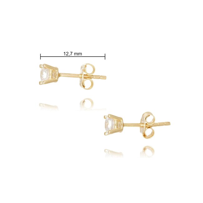 Goldmine Gouden Oorbellen met Subtiele Solitaire Zirkonia Steen