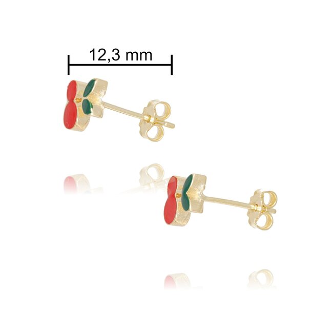 Goldmine Gouden Kinder Oorbellen met Rode Kersen Design