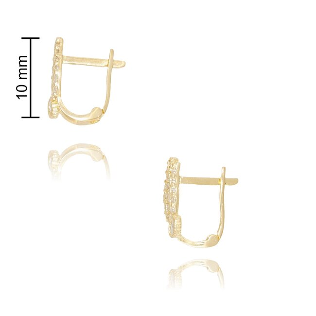 Gouden Oorbellen met Blad Design en Zirkonia Stenen