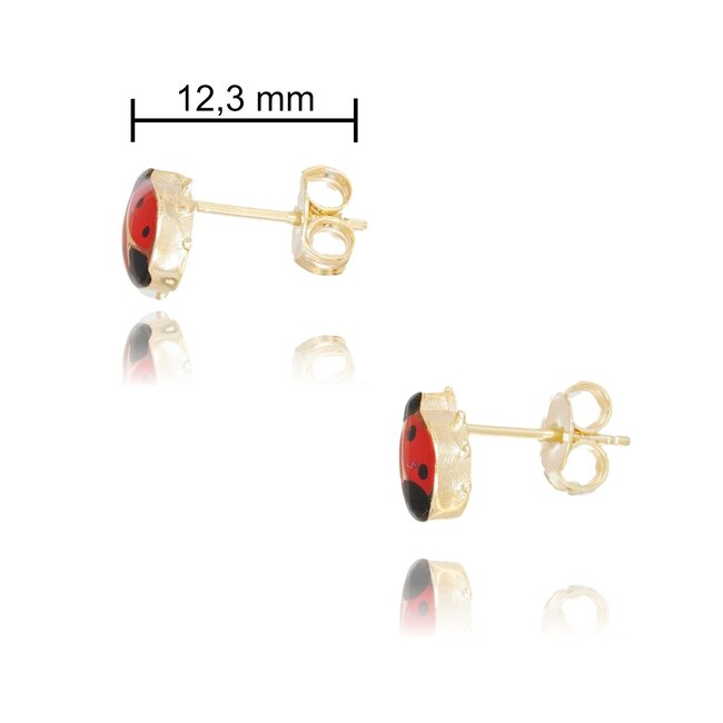Gouden Kinder Oorbellen met Rood Lieveheersbeestje Design