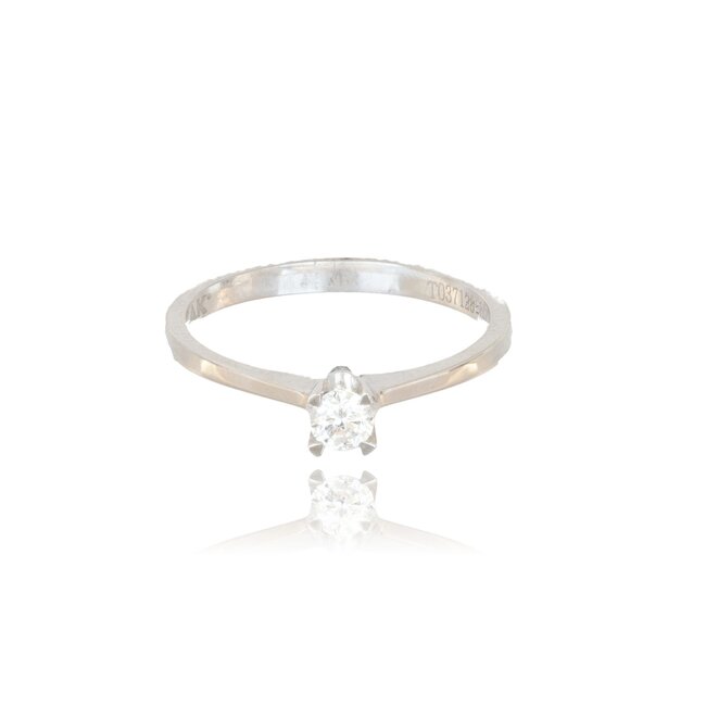 Luxe witgouden ring met 0.20 ct EF/SI diamant en moderne zetting