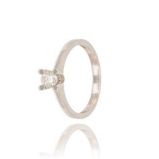 Elegante Solitaire Diamanten Ring Witgoud