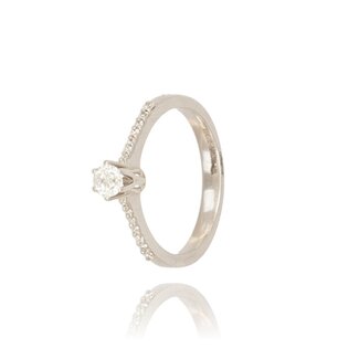 Witgouden Diamanten Ring met Zijstenen