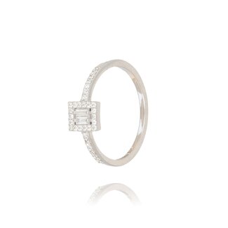 Elegante Witgouden Diamanten Ring met Vierkante Zetting