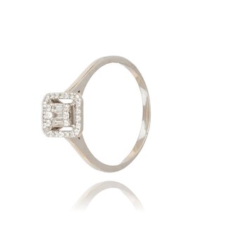 Witgouden Diamanten Ring met Vierkante Halo