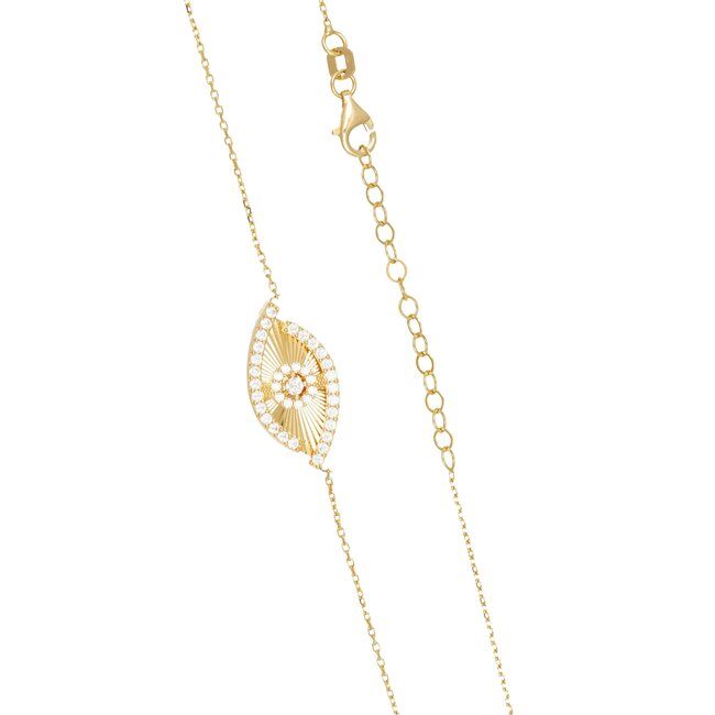 Gouden collier met oogdesign en zirkonia