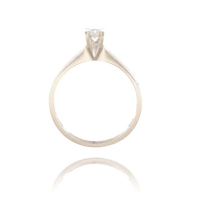 Witgouden solitair ring met diamant 0,14 ct