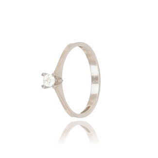 Minimalistische Witgouden Solitair Ring 0.14 ct