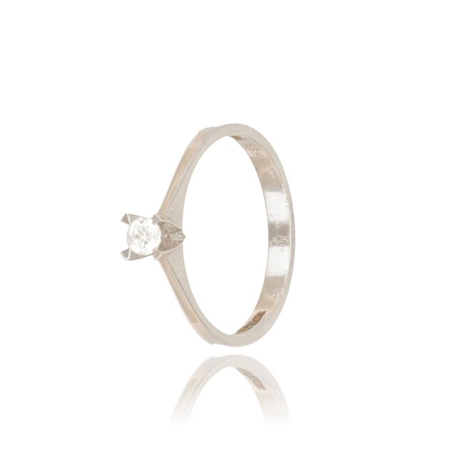 Witgouden solitair ring met diamant 0,14 ct