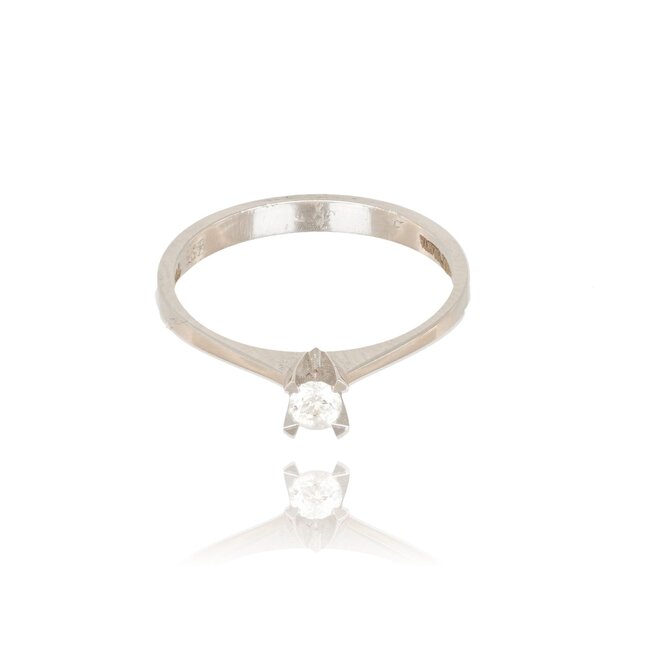 Witgouden solitair ring met diamant 0,14 ct