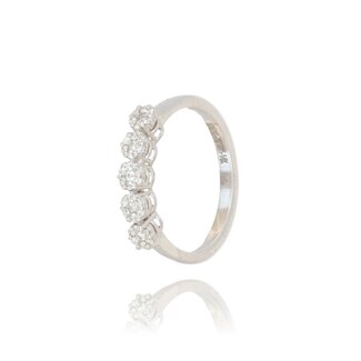 Witgouden Diamanten Ring met 5 Clusterzettingen