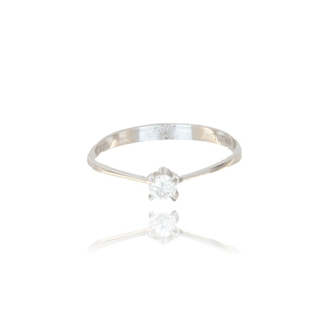 Witgouden ring, 0,14 ct briljant diamant