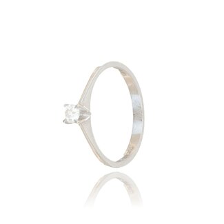 Witgouden Solitair Ring met 0.14 ct Diamant