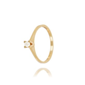 Geelgouden Solitair Ring met 0.09 ct Diamant