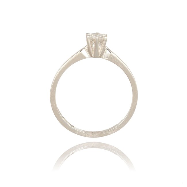 Witgouden solitair 6-poots, 0,30 ct diamant