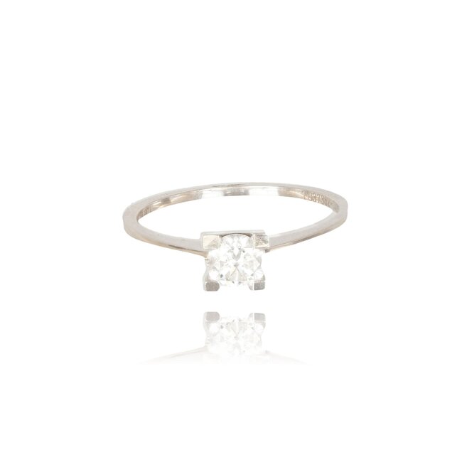 Witgouden ring, 0,50 ct briljant diamant