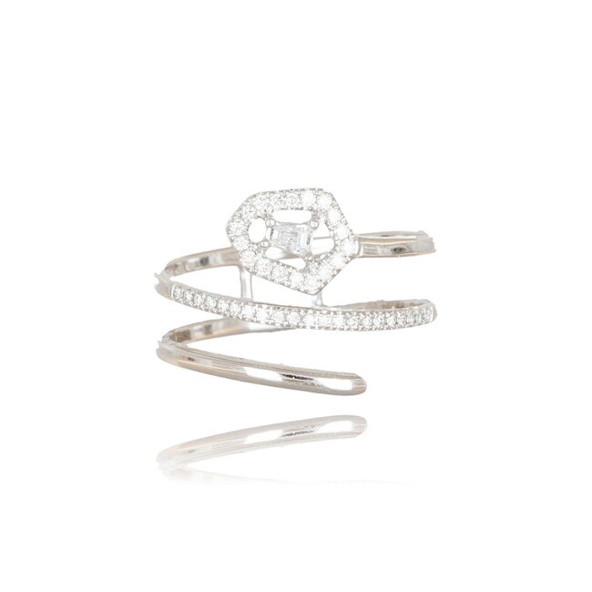 Unieke witgouden designring met 0.21 ct baguette diamanten