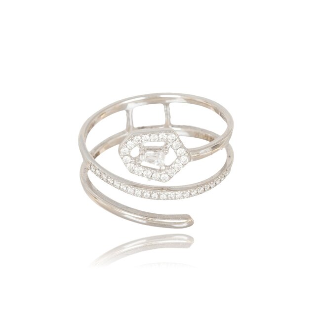 Unieke witgouden designring met 0.21 ct baguette diamanten
