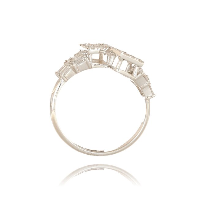 Witgouden dubbel cluster ring met 0,81 ct diamant