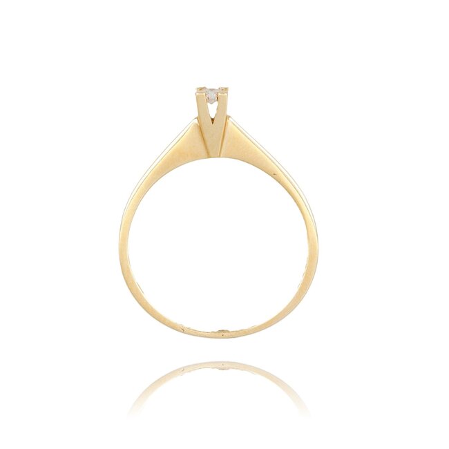 Elegante geelgouden solitaire ring met 0.06 ct diamant