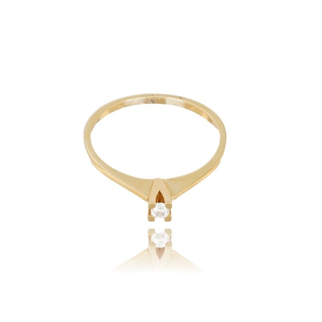 Elegante geelgouden solitaire ring met 0.06 ct diamant