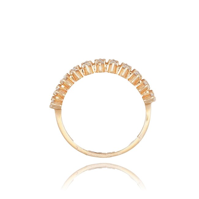 Luxe roségouden ring met 0.93 ct baguette en briljant diamanten