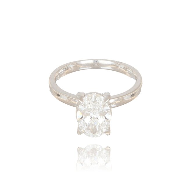 Luxe ovale ring met 2.03 ct lab diamant in D/VS1 kwaliteit