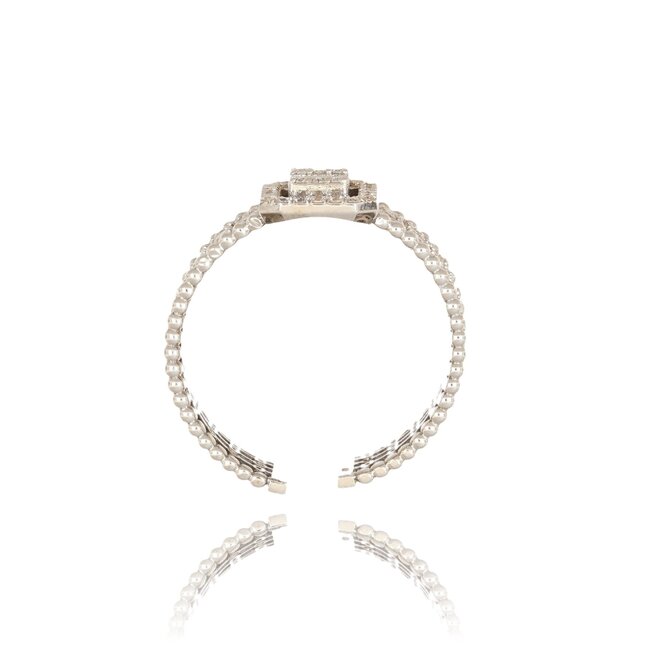 Luxe verstelbare witgouden ring met 0.80 ct baguette en briljant diamanten