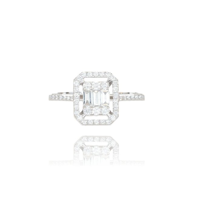 Witgouden ring met 0,43 ct baguette