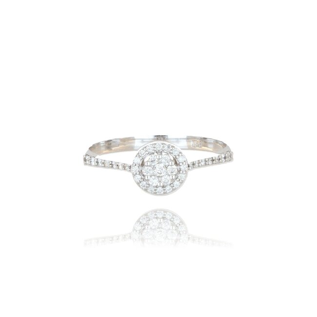 Elegante witgouden cluster ring met 0.18 ct briljant diamanten