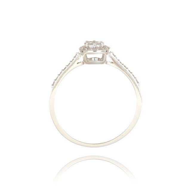 Elegante witgouden cluster ring met 0.18 ct briljant diamanten