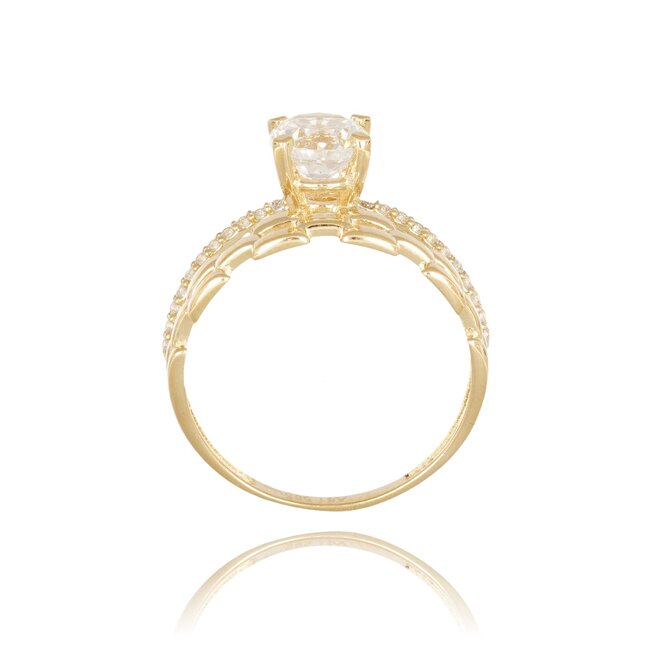 Luxe Schakel Ring met Grote Zirkonia Steen