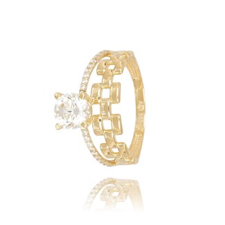 Schakel Ring met Zirkonia