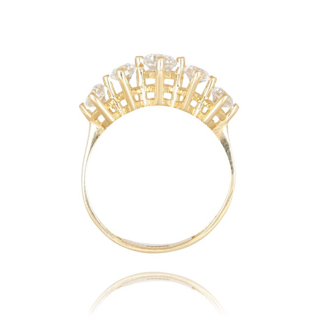 Gouden trinity ring met fonkelende zirkonia