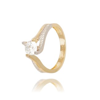 Tweekleurige ring met solitaire steen