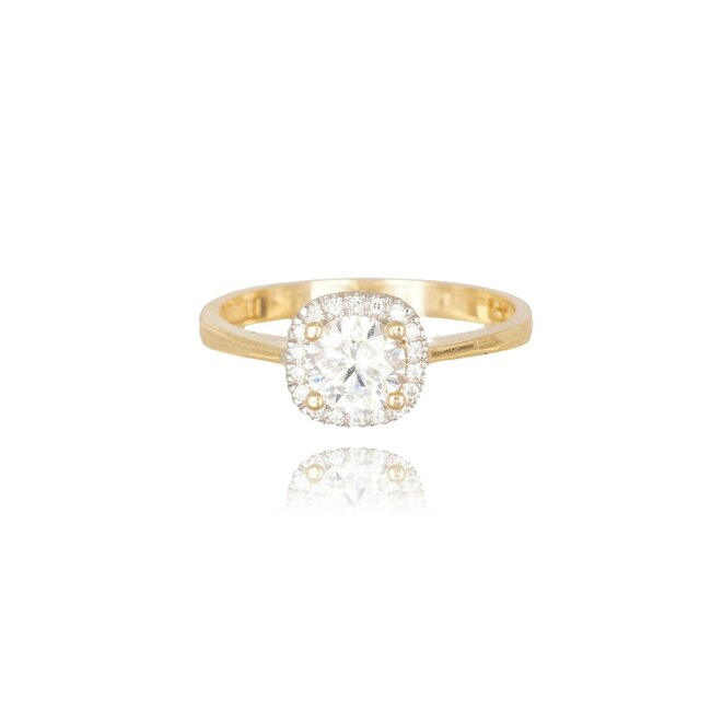 Gouden ring met ronde zirkonia
