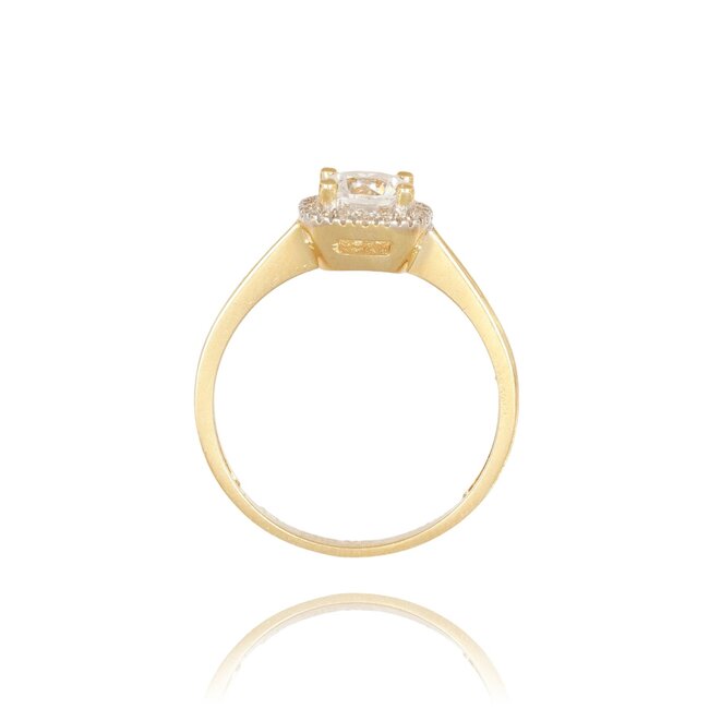 Gouden ring met ronde zirkonia